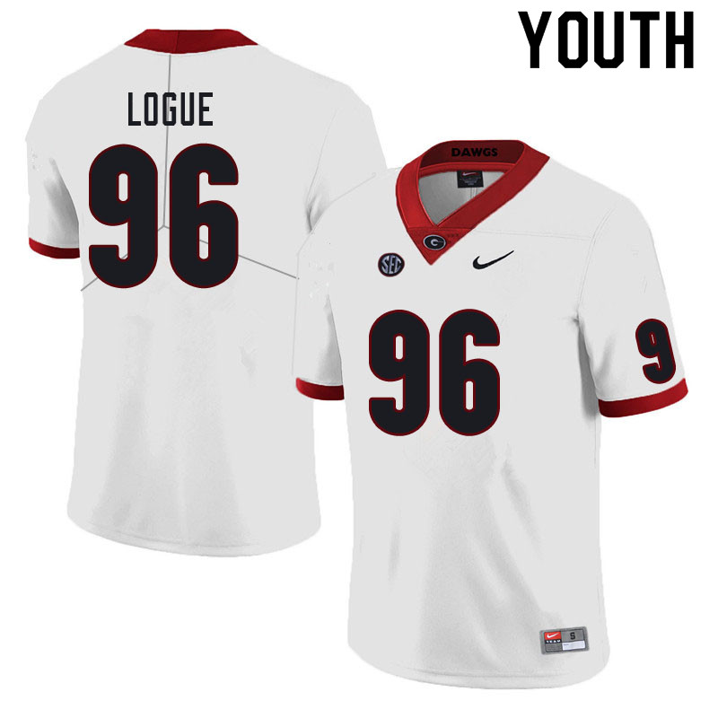 Youth #96 Zion Logue Georgia Bulldogs College Football Jerseys Sale-White - Click Image to Close
